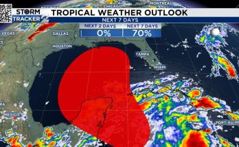 Chance of tropical development in the Gulf of Mexico increases to 70%